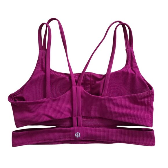 Lululemon Ribbed Nulu Strappy Yoga Longline Bra - Light Support A/B Cup - Sz 10 - Picture 2 of 7
